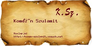 Komán Szulamit névjegykártya